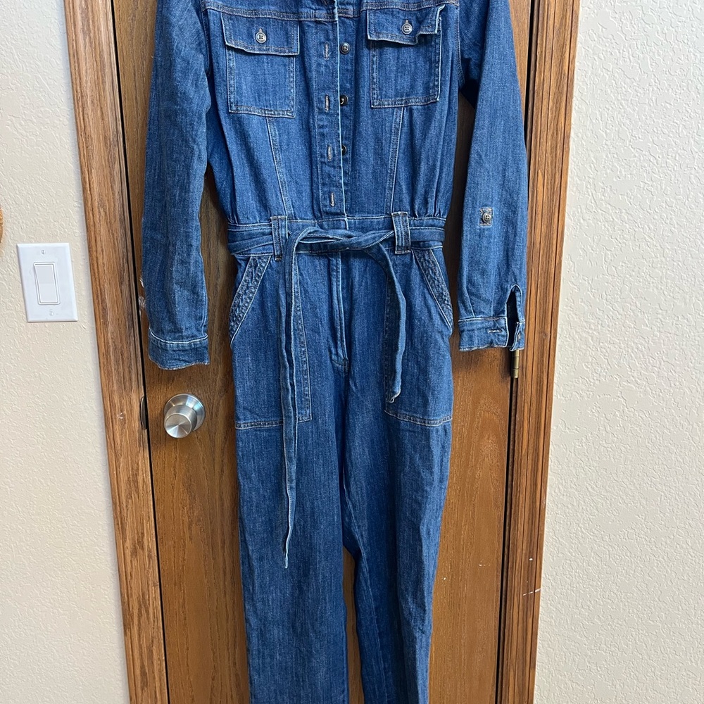 Anthropologie Pilcro and the Letterpress Blue Denim Jumpsuit S